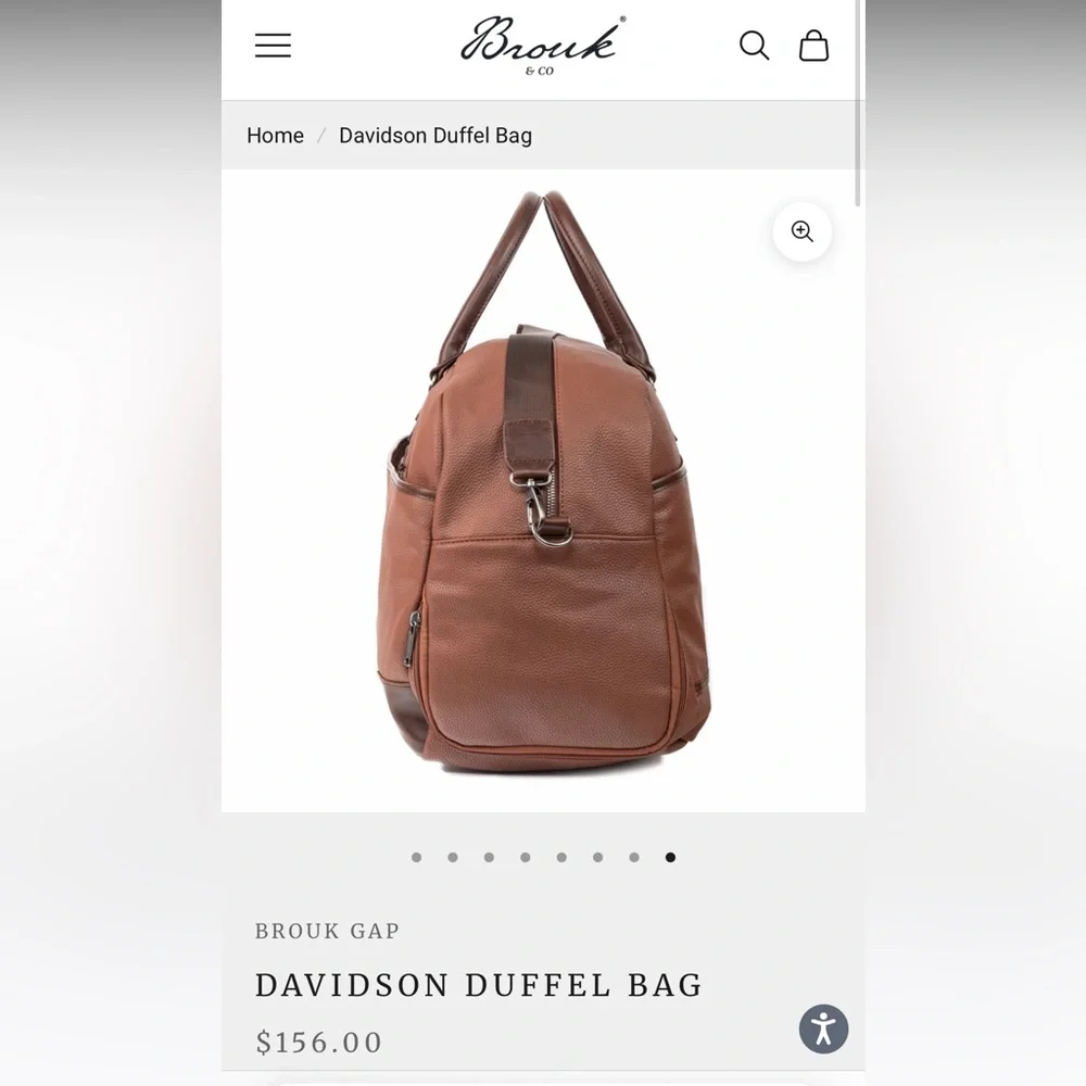 NWT Brouk Large Vegan Leather Duffle Bag Brown Fathers Day Gift